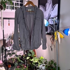 American Rag Gray Button Up Shirt Womens Size S Long Sleeve Western